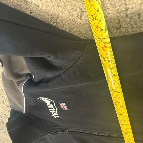 Triumph S Good used VINTAGE Black and Gray sweatshirt with jacket vibe patched - Picture 8 of 15